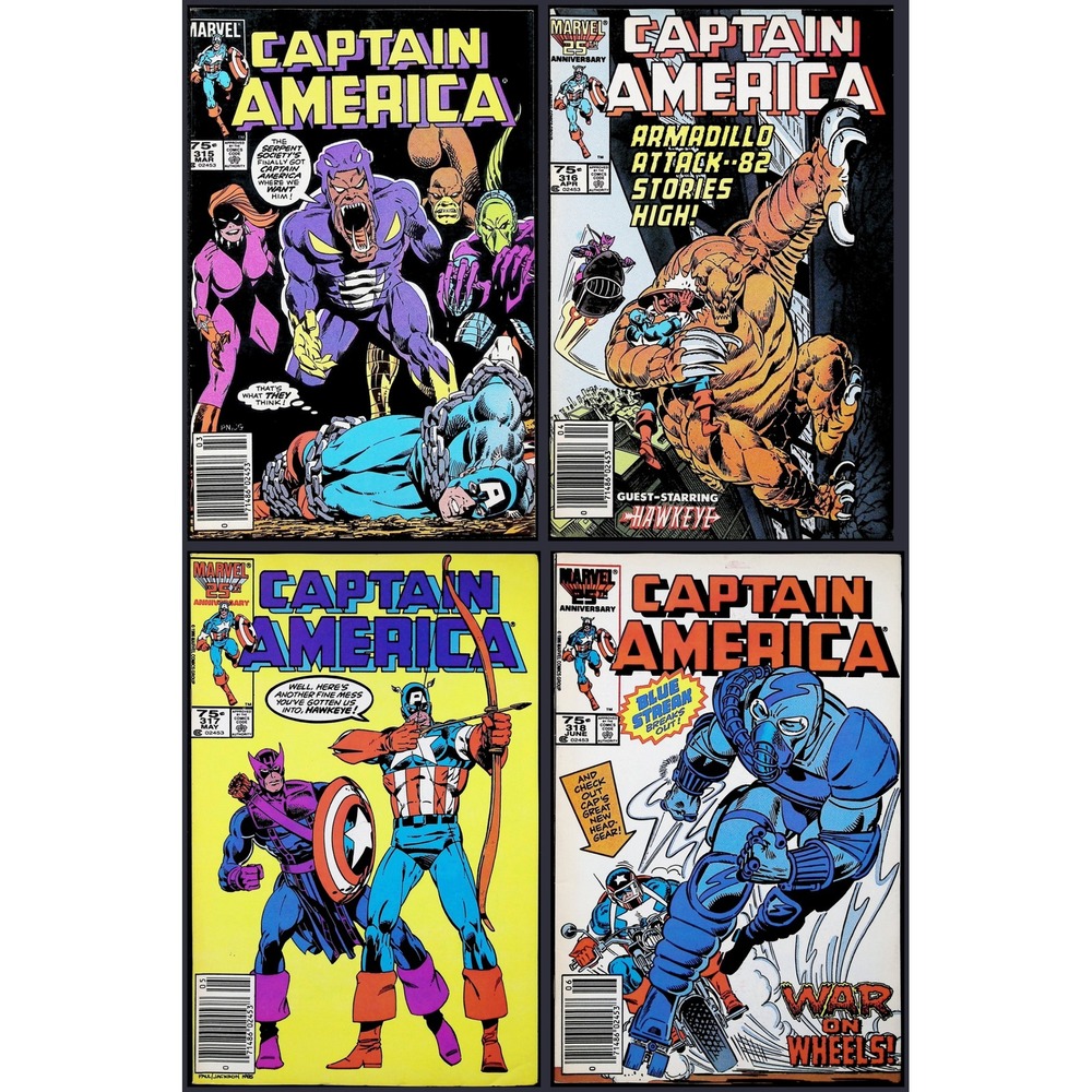 Captain America 4X Comic Lot #315 316 316 318 Newsstand Marvel Serpent Society